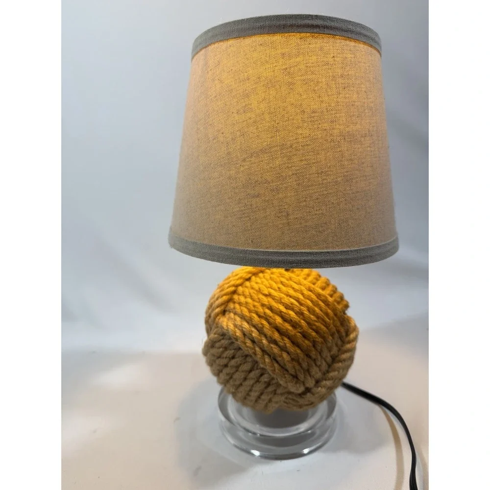 Nautical Monkey Fist Rope Knot‎ Lamp 14 Inch Coastal Beach Decor